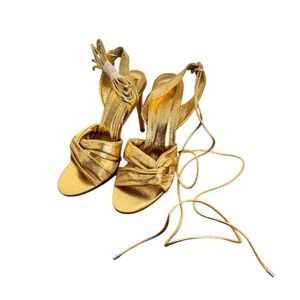 *Unworn* Strappy Metallic Gold Heels (9)